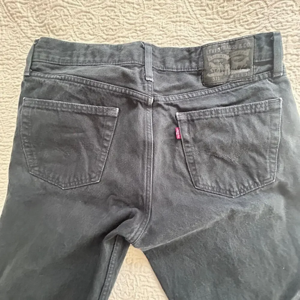 Levi's Mens Black Jeans 511, with tuxedo strip, 34x30